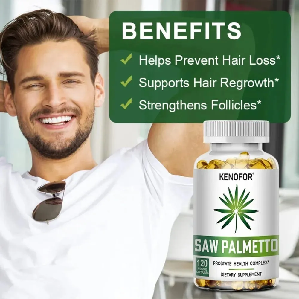 Saw Palmetto Extract Capsules Prostate Health Supplement Hair Growth for Mens Help Normal Urination Frequency — image 3