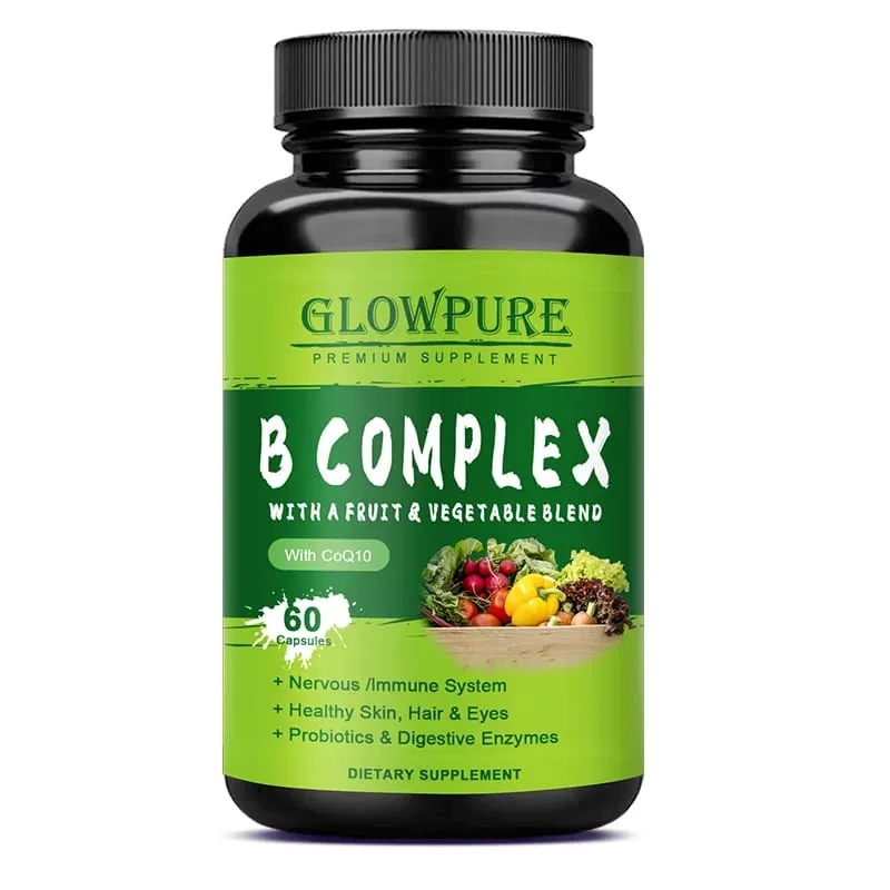 B Complex Vitamins for Nervous System & Energy - Supports Immunity Heart Health Hair Skin & Nails