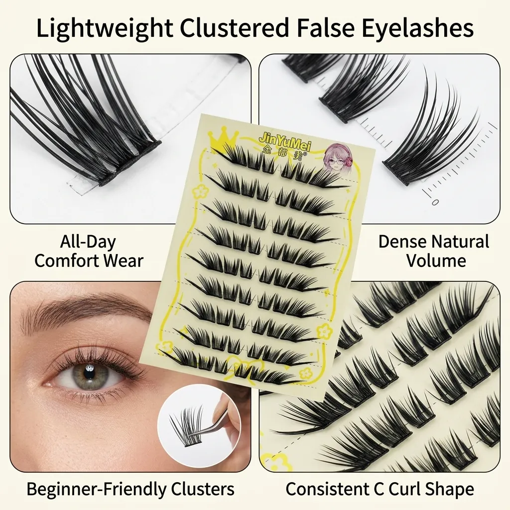 Random Package Cluster False Eyelashes Natural Volume C Curl Eye Lashes For Beginners Daily Makeup Matte Makeup Eyes Makup Tools — image 5