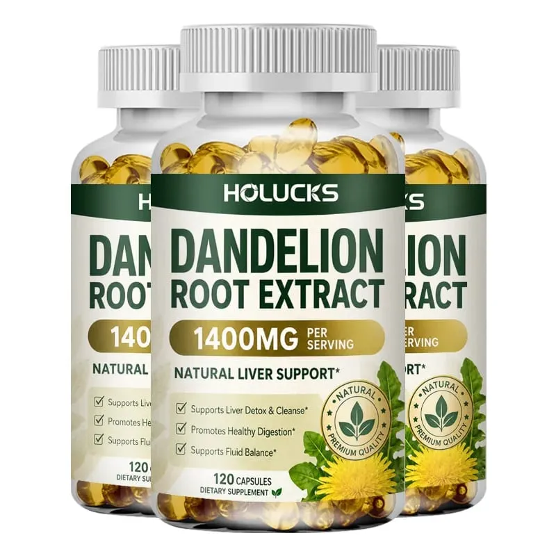 Natural Dandelion Root Extract 1400mg Capsules Support Liver Detox Cleanse Aid Digestive Fluid Balance & Light Daily Vitality