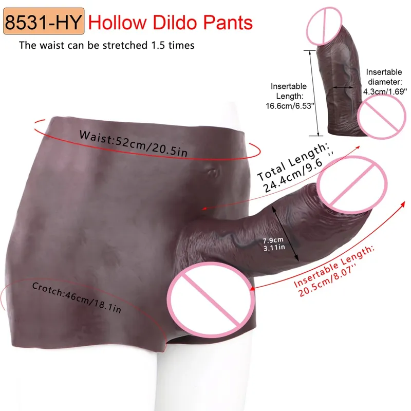 9.65‘’ Large Penis Sleeve насадка на член Pants 18+ Men Sex Toy Wearable Soft Realistic Hollow Dildo Panties Adult Supplies — image 27