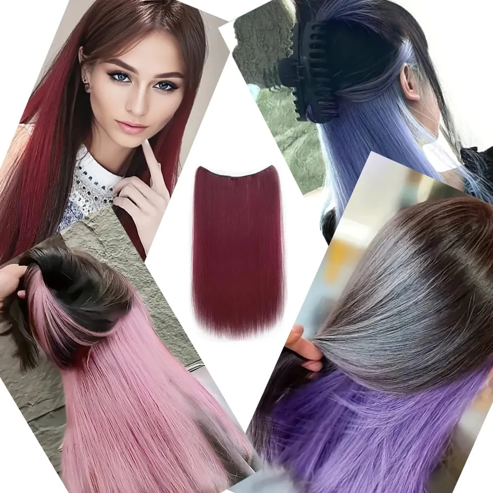 22‘’ Invisible 4Clip Long Straight Colored Synthetic Hair Extension Easy to Wear Suitable for Women's Daily or Holiday Wear. — image 7