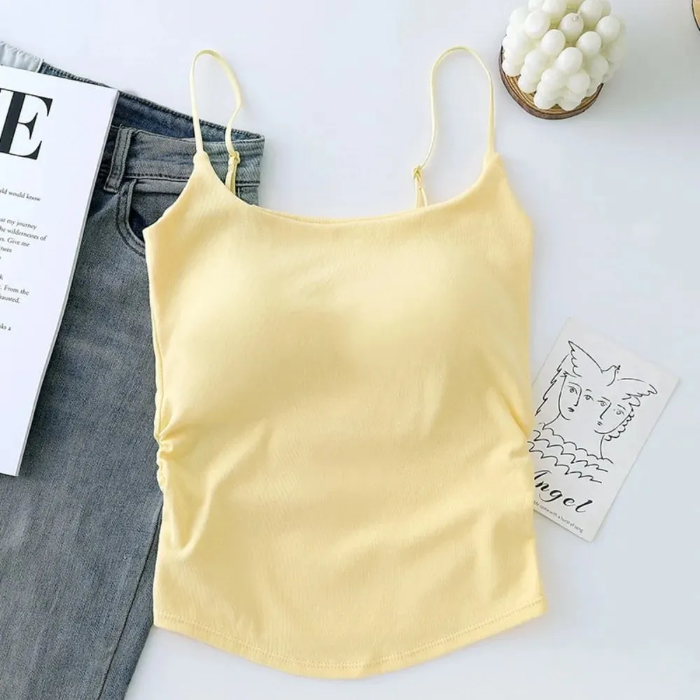Simple Sleeveless Suspender Vest Slim Underwear Fitted Tops With Padded Cups Camisole Sports Activities — image 14