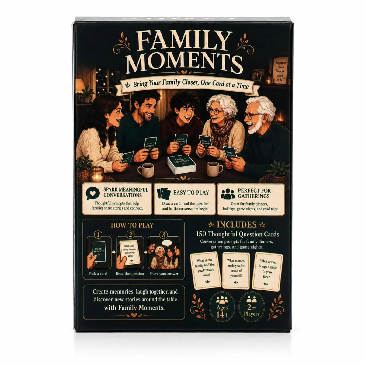 Family Moments Card Game Conversation Starter Cards with Thoughtful Questions for Family Dinners Gatherings Holidays Story Shari — image 5