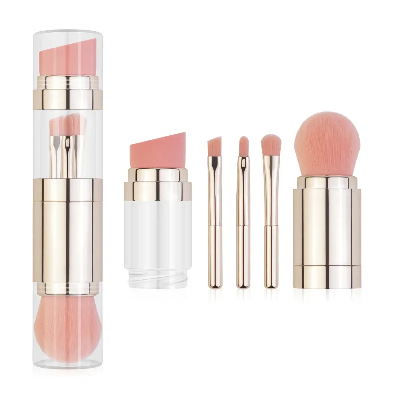 5 In 1 Tragbare Einziehbare Make-Up Pinsel Für Foundation Augenbrauen Lip Lidschatten Lose Pulver Kosmetik Set Make-Up Pinsel Werkzeuge