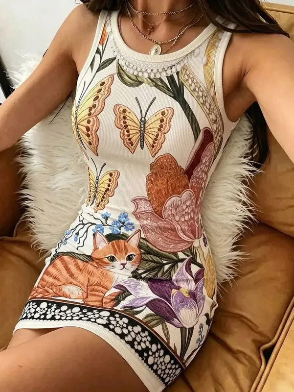 Womens Summer Casual Solid Color Round Neck Bodycon Mini Dress — image 8
