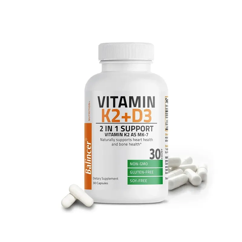 D3+K2 Vitamin D3 5000IU and 90 Mcg Vitamin K2 (MK-7) Vegan Capsules for Bone Density teeth skin heart Health and Immunity