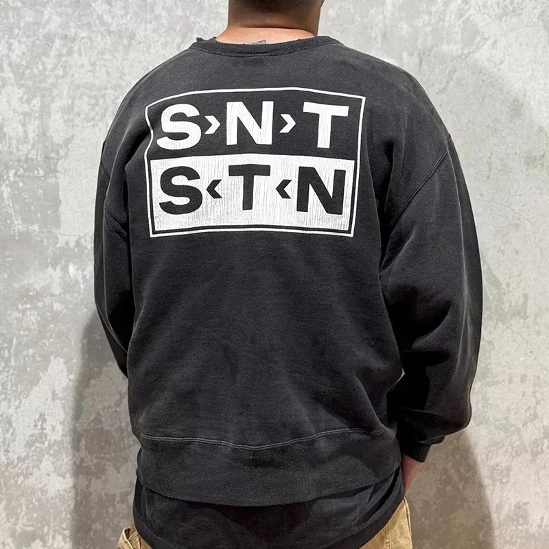 Autumn Winter Classic Overlapping Logo Print Saint Sweatshirts Men Women Couple Colorful Letters Graffiti Washed Black Pullovers — image 33