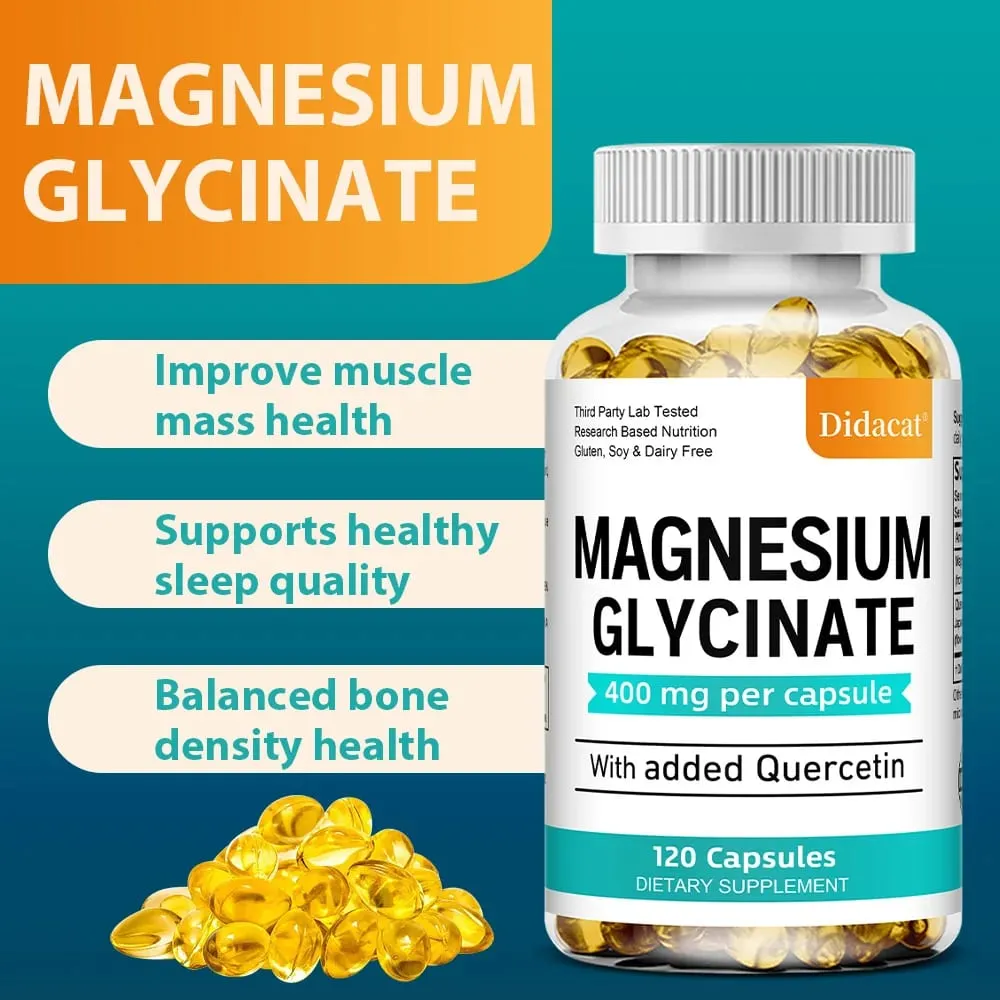 Magnesium Glycinate - med Quercetin Förbättra kardiovaskulär hälsa Minska stress och främja hälsosam sömnmuskeltillväxt — image 2