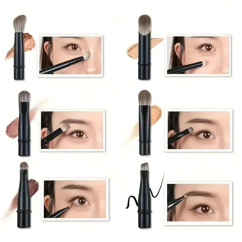 6-teiliges Mini-Reise-Make-up-Pinsel-Set mit abnehmbarem Aluminiumrohr, tragbarem Lidschattenpinsel und Aufbewahrungsbox — image 6