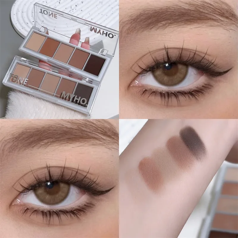 5-color Eyeshadow Palette Matte Natural Brown Portable Bronzers Cosmetic Contouring Shadow Earth Color Eye Shadow Makeup Palette