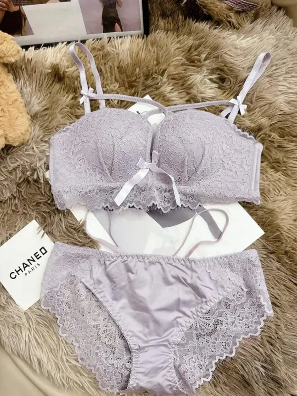 Soutien-gorge push-up pour petite poitrine – Ensemble bralette en dentelle chic français sans fil, soutien confortable, sous-vêtements anti-affaissement pour petites femmes — image 12