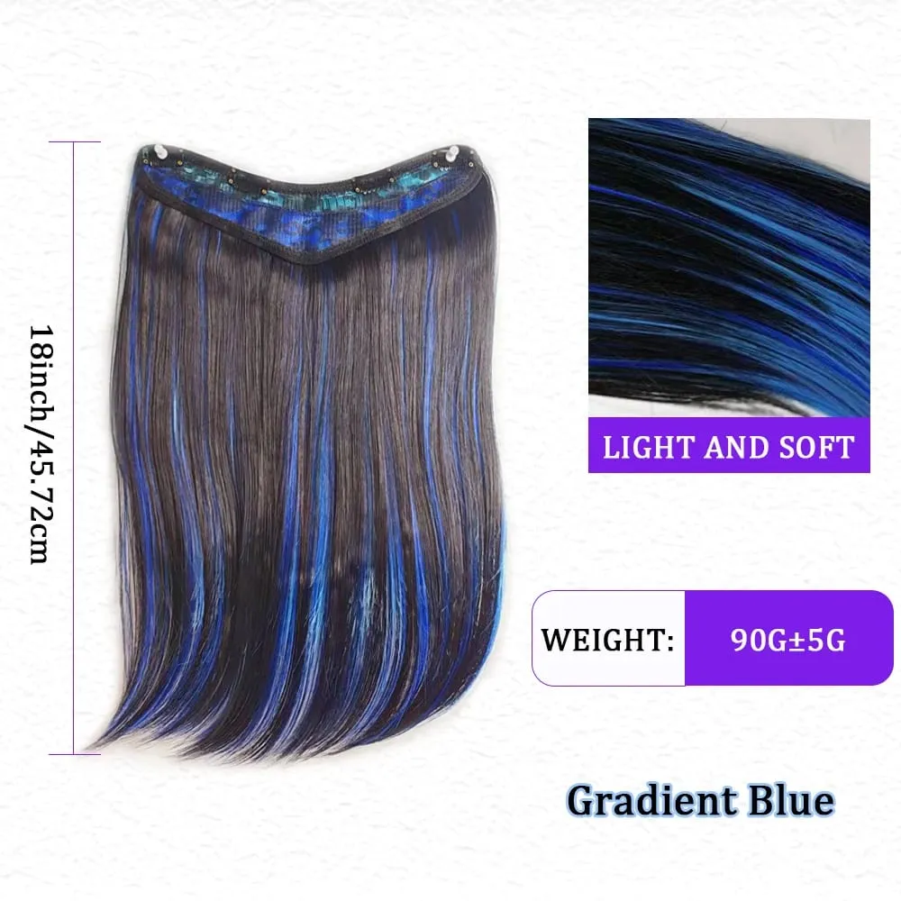 18inch V-shaped clip in hair extension layered hair extension adds volume.made of synthetic fiber for women — image 5