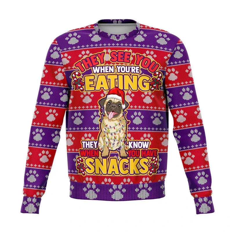 Colorful Dog Cat Pattern Ugly Christmas Sweater For Men 2026 New Year Festival Hoodie Women Merry Christmas Crew Neck Sweatshirt — image 20