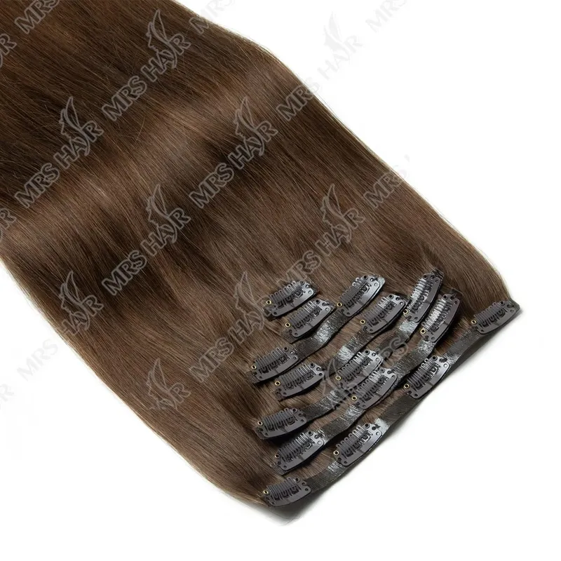 Human Hair Invisible PU Clip In Extensions Injected PU Tape Weft 7Pcs/set 12-24inch 100G 120G Clip On Hair Comfortable Wear