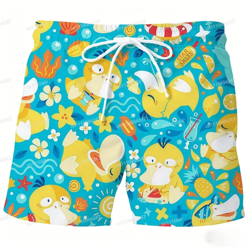 2026 Summer Psyduck Beach Shorts Pokemon Cartoon Quick Dry Board Shorts Cute Duck Print Casual Holiday Pants for Men Women Sport — image 10