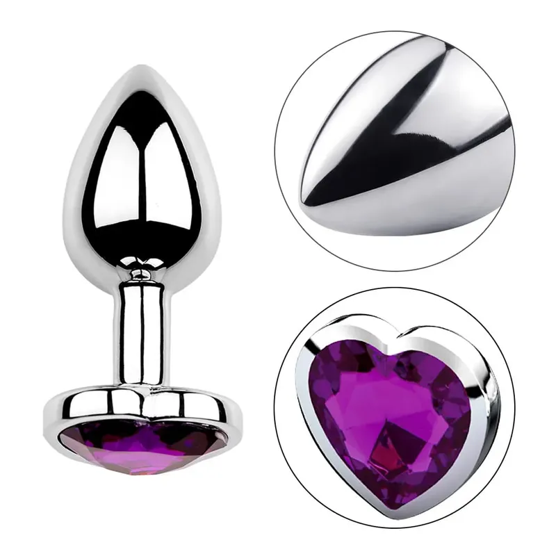 Heart Shaped Metal Anal Plug Butt Plug 6 Colors S/M/L Sizes Unisex Adult Sex Toys for Men Women Anal Massager Pleasure Toy — image 5