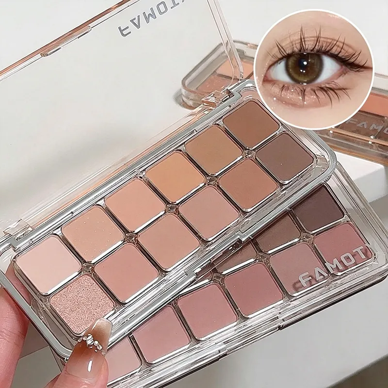 12-Color Low Saturation Matte Eyeshadow Palette Tea Apricot Earth Tones Long Lasting Pearlescent Matte Eye Makeup for Daily Use — image 1