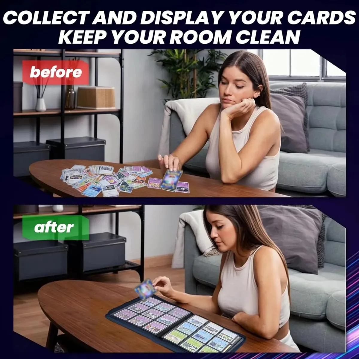 9 Pocket Zipper Card Binder 360 Trading Card Holder Book Premium PU Cover Zip Binder for Cards Durable Side Loading Card — image 6