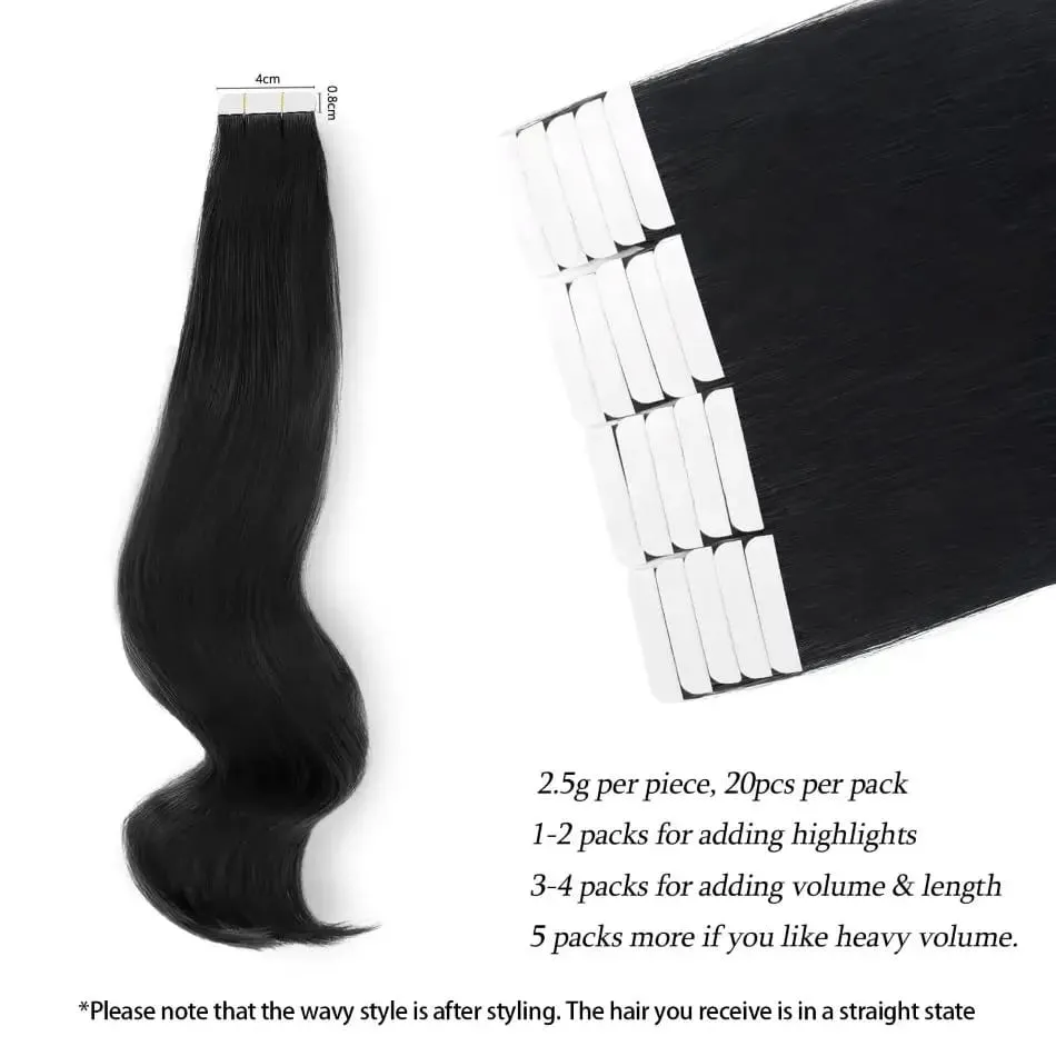 Tape in Hair Extensions Human Hair 16-26 Inch 50g 20pcs Skin Weft Seamless Tape in Real Remy Straight Hair for Women Daily Use — image 6