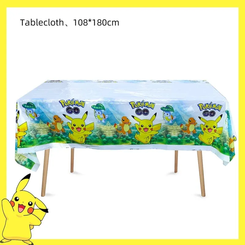 Pokemon Birthday Party Decoration Pikachu Disposable Tableware Cup Napkin Plate Tablecloth Baby Shower Cake Topper Flag Balloons — image 10