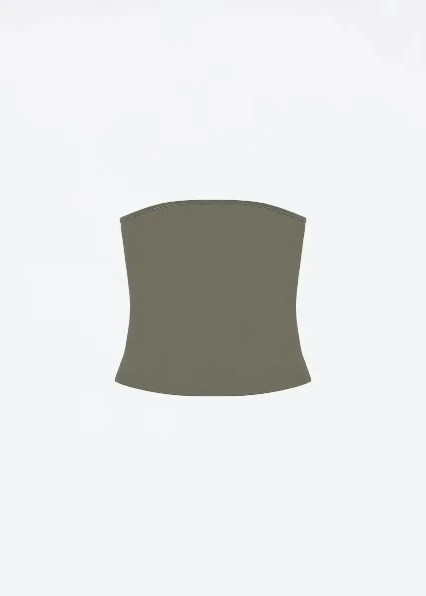 Tank Celadon Green & Coffee Brown Bandeau Crop Top Minimalist Y2K High-Stretch Top — image 13