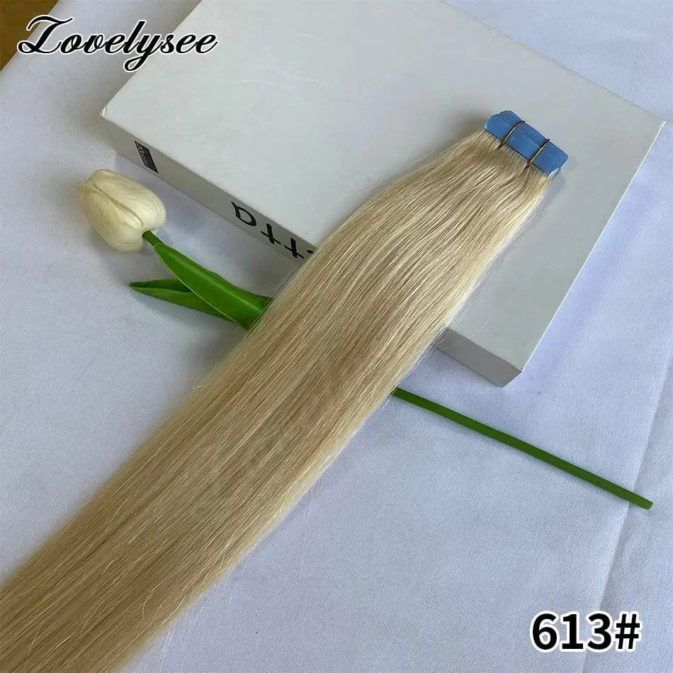 Luxurious Highlight Invisible Tape In Hair Extensions Human Hair Injection Pu Tape In Straight Hair Extensions Thick Ends — image 9