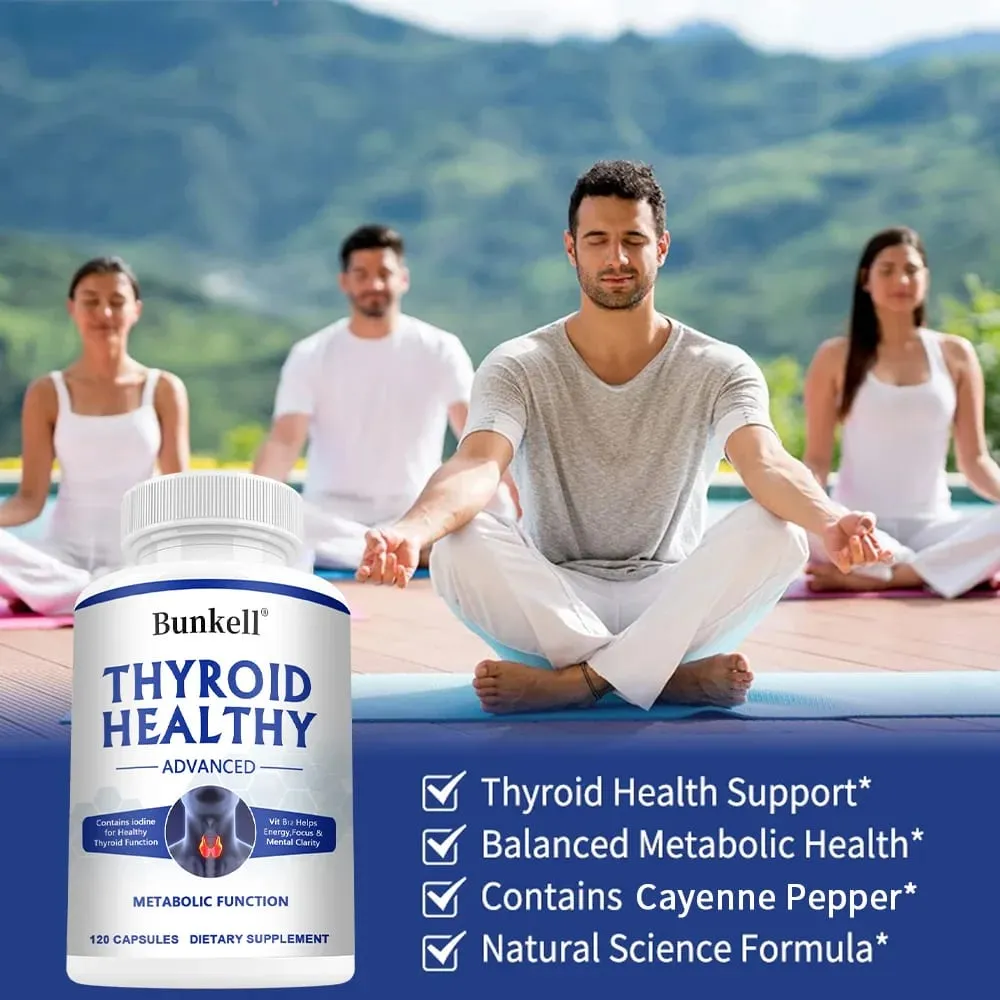 Thyroid Support Complex Capsules - with Iodine Selenium Zinc L-Tyrosine & Ashwagandha - Energy Metabolism & Cognitive Support