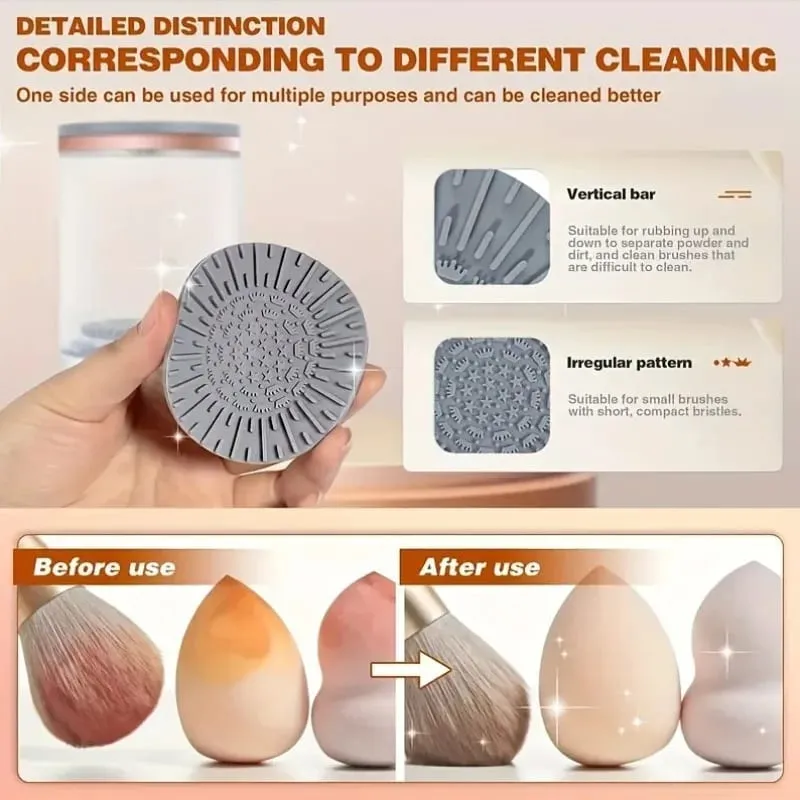 3-in-1 Electric Makeup Brush Cleaner Dryer Automatic Spinning Brush Cleaner Machine with Storage Rack Deep Clean Makeup Brushes — image 4