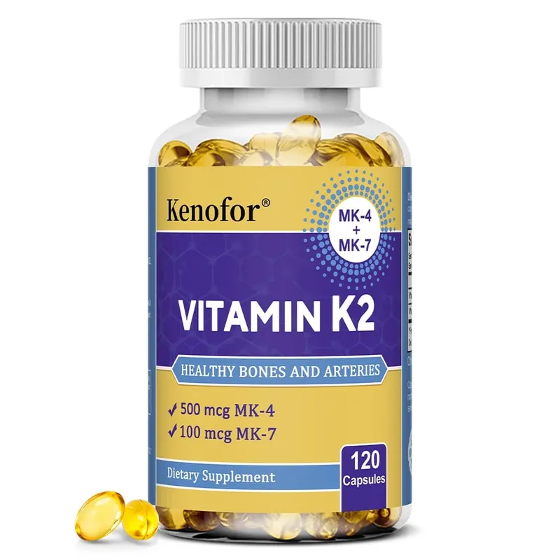Vitamin K2 Capsules - MK-4 & MK-7 Support Calcium Metabolism Bone Teeth Joint & Cardiovascular Wellness Daily Immune Balance
