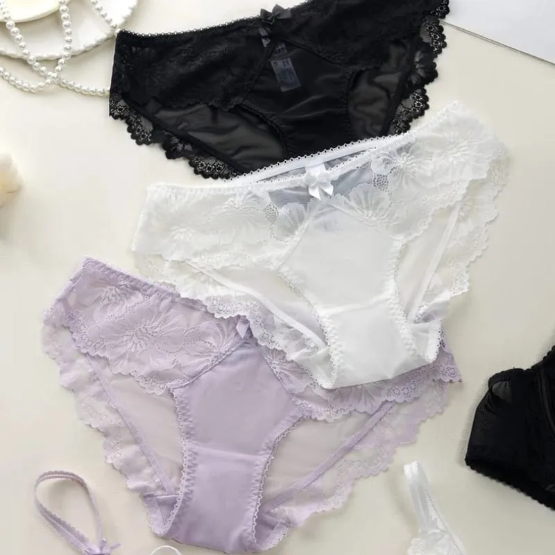 French Thin Cup Women Underwear Set Sexy Lace Flowers Embroidery Bra Summer Violet Comfort Push Up Bra and Panties Lingerie Sets — image 2