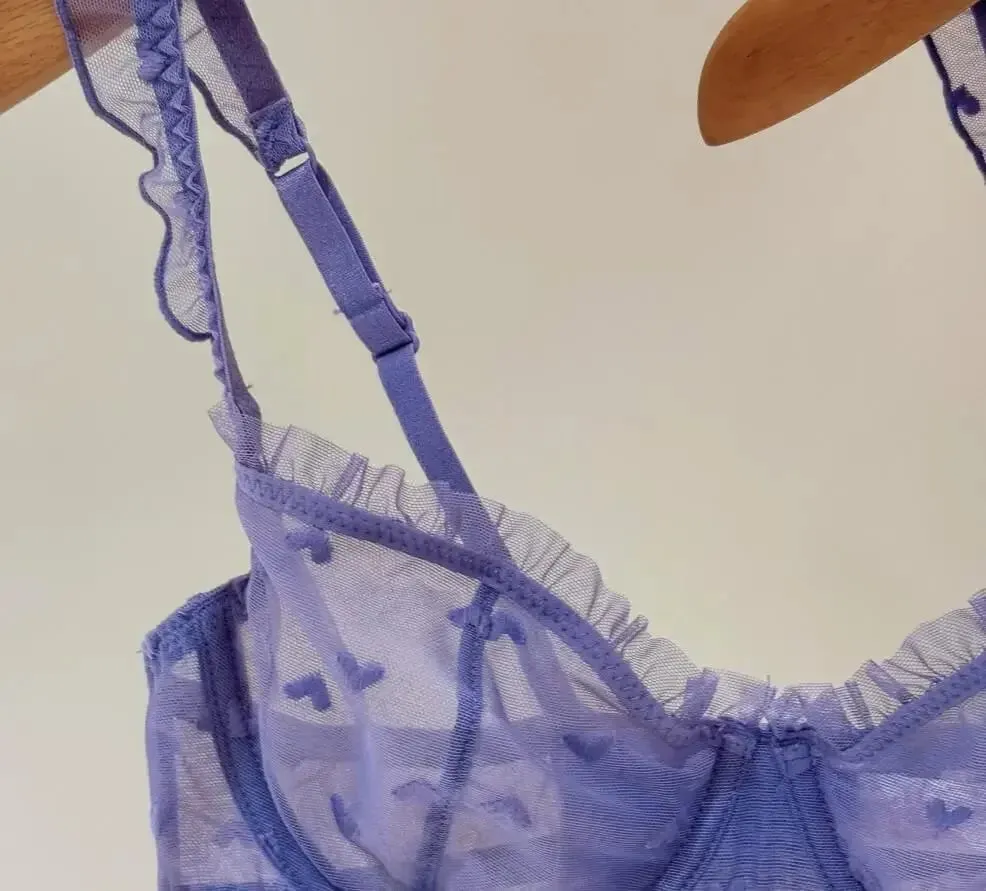 Sexy Satin-BH-Set mit dreieckigen Körbchen, nicht abfärbend, bequeme, kabellose Dessous für große Brüste — image 5