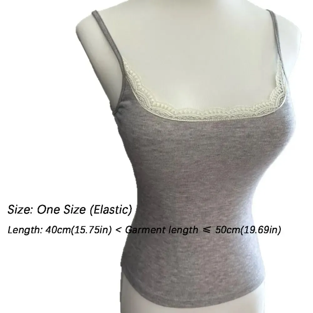 Sexy with Chest Pad Camis Tank Tops Elastic Integrated Top Lace Tops Versatile Warm Undershirt Women Clothes — image 5