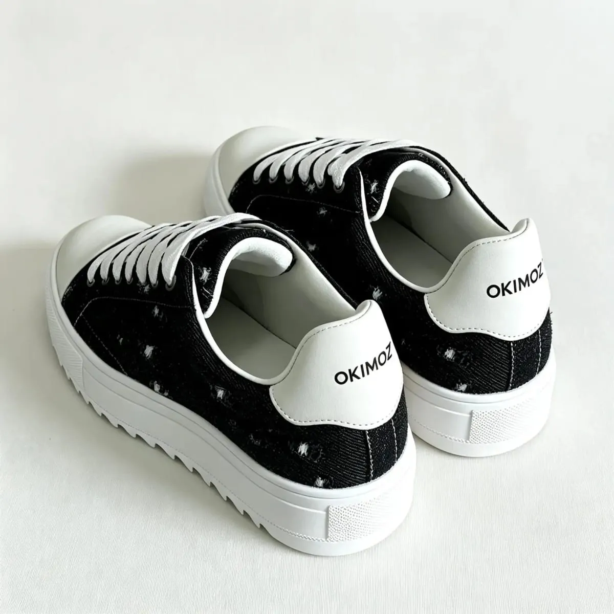 Okimoz Men Distressed Ripped Platform Canvas Sneakers Autumn Winter Low Top Lace Up Casual Campus Daily Skate Walking Shoes — image 4