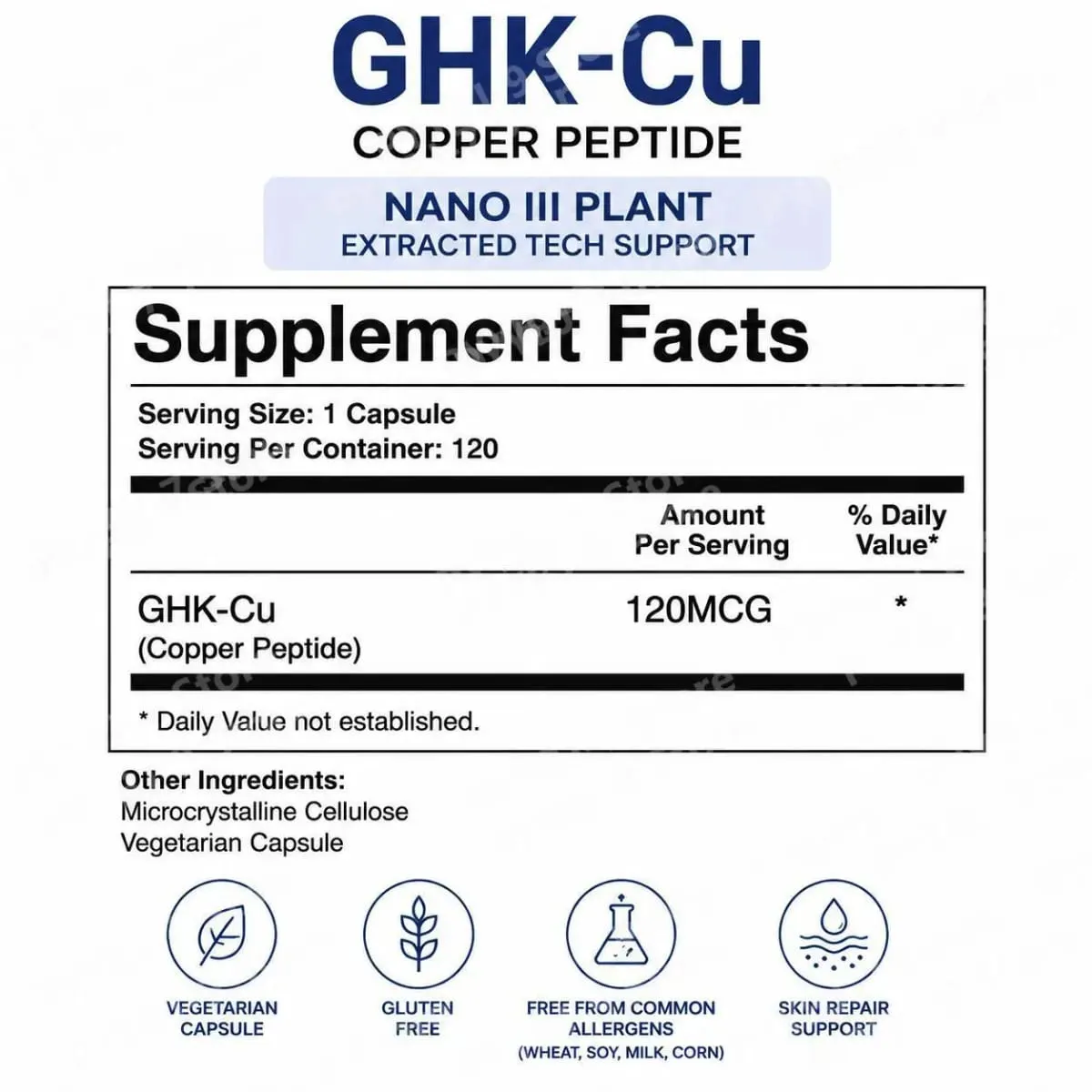 GHK-Cu Copper Peptide Supplement Capsules for Skin Health Support Collagen Support Antioxidant Wellness 120 Count — image 6