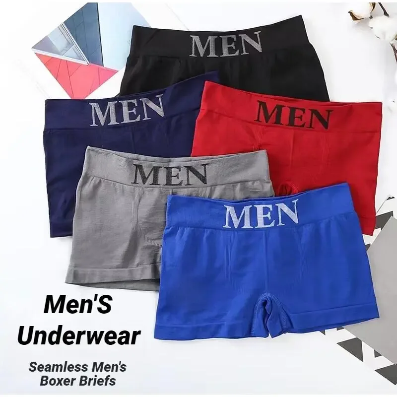 5Pcs Men's Plain Color Boxer Briefs Breathable High Elastic Cotton Underwear Soft Comfortable Underpants for Daily Gym Sports — image 8