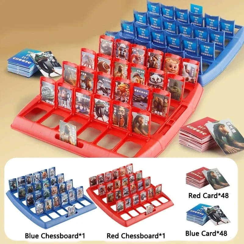 Guess Who I Am Guessing Board Game 2‑Player Interactive Character Card Game Portable Tray Puzzle Game Family Party Desktop Game