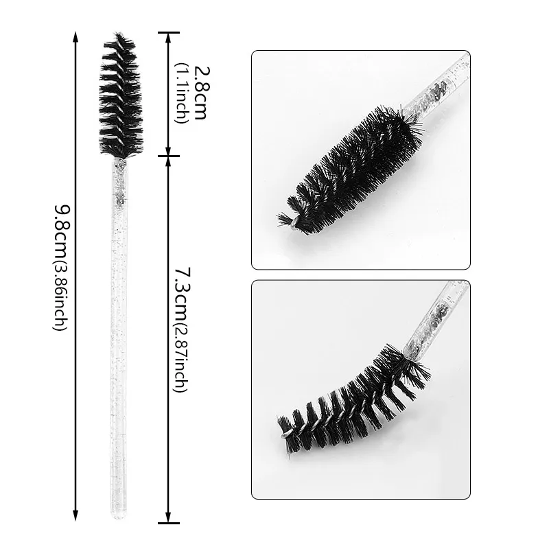 50pcs Crystal Rod Disposable Eyelash Brushes Eyelash Comb Eyebrow Comb Eyelash Curl Spiral Multi purpose Portable Makeup Brush — image 6