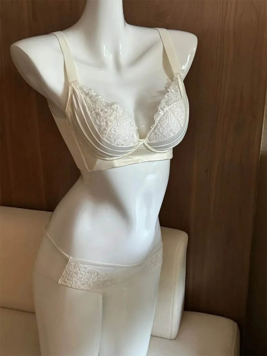 Thin Glossy Back Bra Set Anti-Sagging Push Up Lingerie for Large Breasts Show Small Gathering Cup Underwear — image 4