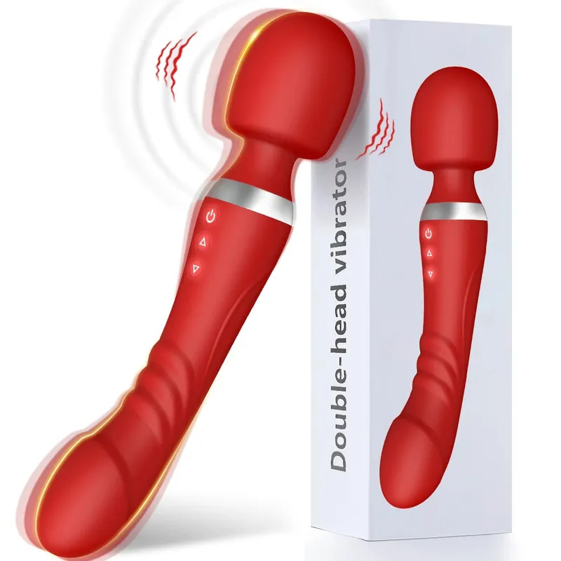 Double Vibrator for Women Dildos AV Magic Wand G Spot Clit Stimulator Vagina Massager Masturbators Adult Sex Toys for Couple 18+
