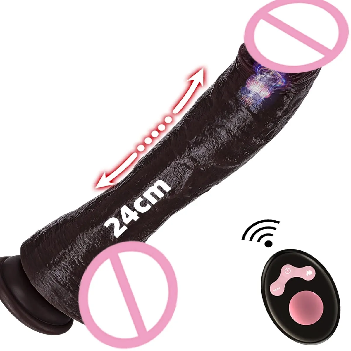 Thrusting Dildo Black Dick Elescopic Vibrating Dildo Vibrator Heating Sex Toy G-Spot Anal Stimulation Vibrating For Women — image 1