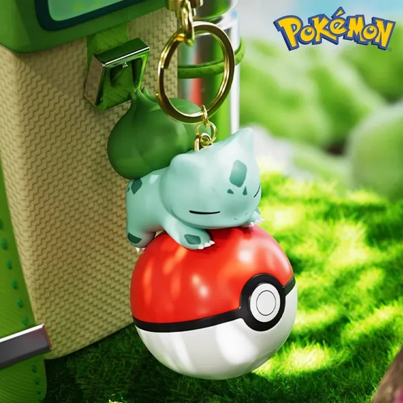 Pokemon Söt Glödande Serie Charm PokeBall Nyckelring Modell Docka Pikachu Piplup Bulbasaur Actionfigur Tecknad väska Tillbehör Present