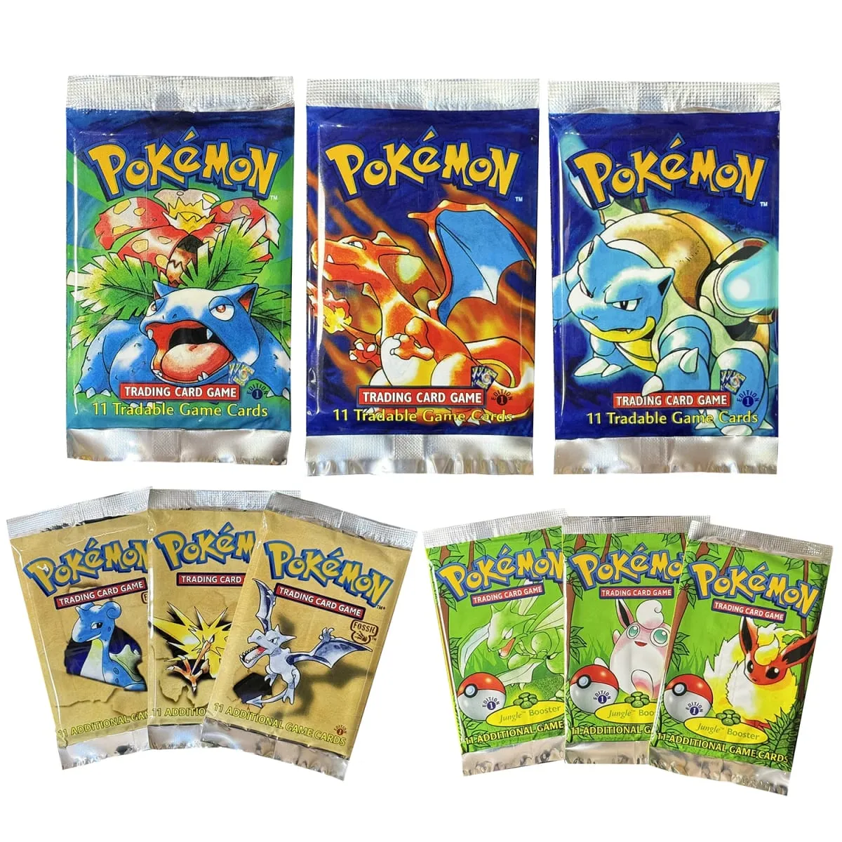 11Cards/Pack PTCG Booster Packs Proxy Card Jungle/Fossil/Base Set Charizard Blastoise Venusaur PKM Board Game collectible Cards — image 1