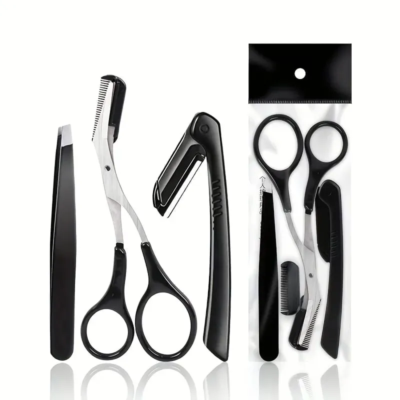 3/4/5/11/12pcs Eyebrow Trimmer Set Scissors Tweezers Eyebrow Razor Scraping Eyebrow Comb Razor Eyebrow Clip Makeup Tools