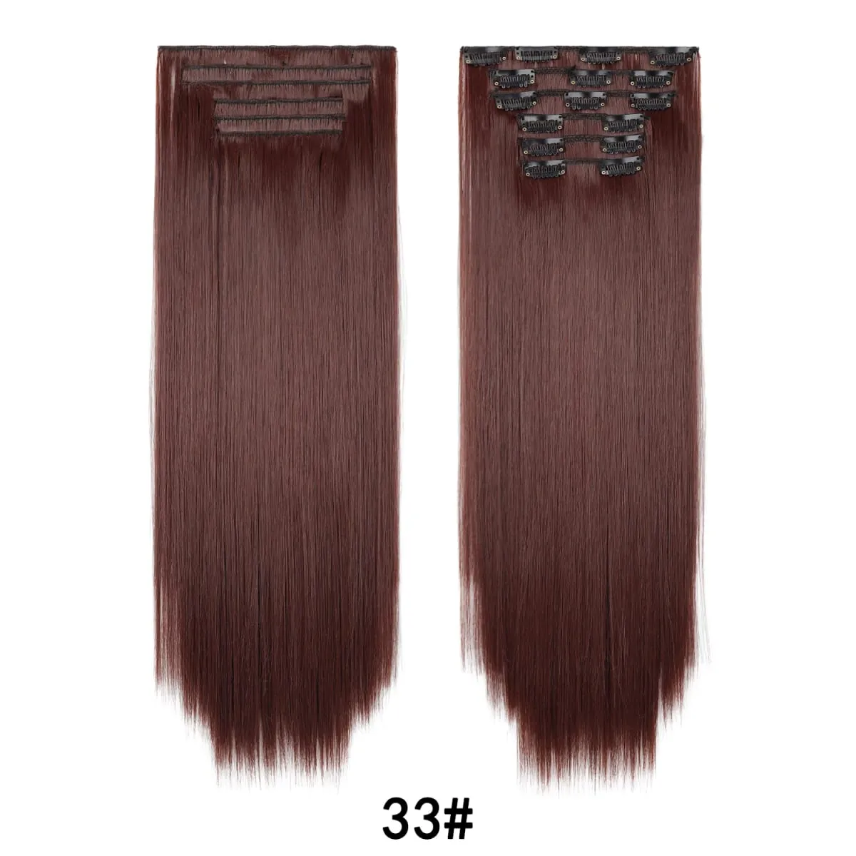 Jeedou Jeedou 6Pcs Clip In Straight Hair Extensions 60cm Long Synthetic Hair Pieces With 16 Clips Heat Resistant Hair For Women