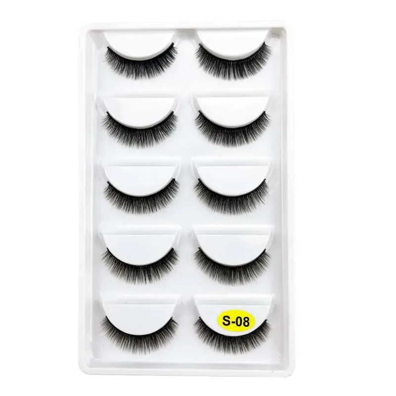 5 Pairs S03 Natural Looking 3D Mink Fake Eyelashes Makeup Tools Fluffy Style Water Mink Fur False Eyelashes for Eye Makeup — image 8