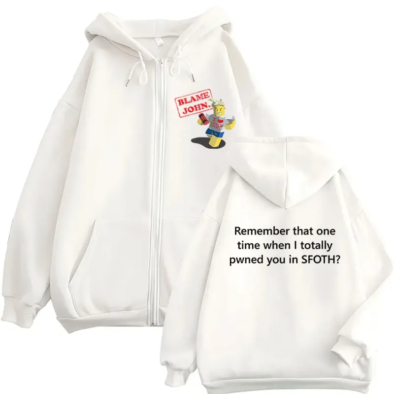 Funny Blame John Meme Zipper Hoodie Shedletsky Forsaken Fashion Autumn/Winter Sweatshirt Men Women Casual Oversized Coats Hoody