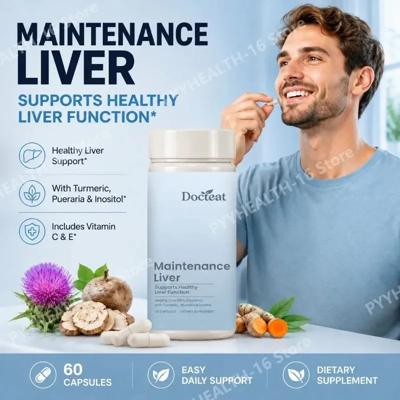 Liver Wellness Support Capsules with Milk Thistle Turmeric Extract Magnesium Glycinate Vitamin C E Herbal Formula 60 Capsules — image 2