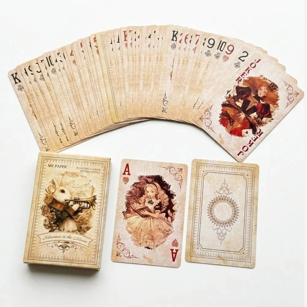 55Pcs Alice in Wonderland Playing Cards Luxury Retro Style Board Game Card Vintage Anime Poker Cards for Collection Gift — image 2