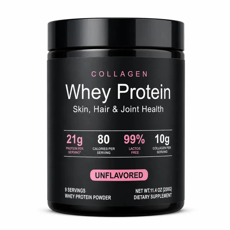 Collagen Whey Protein Powder Unflavored with Whey Isolate Collagen Peptides Vitamin C Daily Nutrition Support 200g